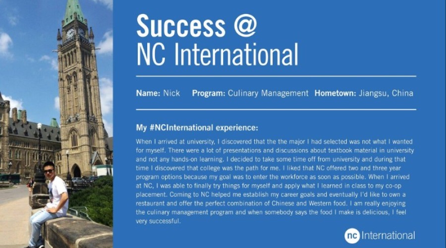 Niagara College Nick 中國學生心得