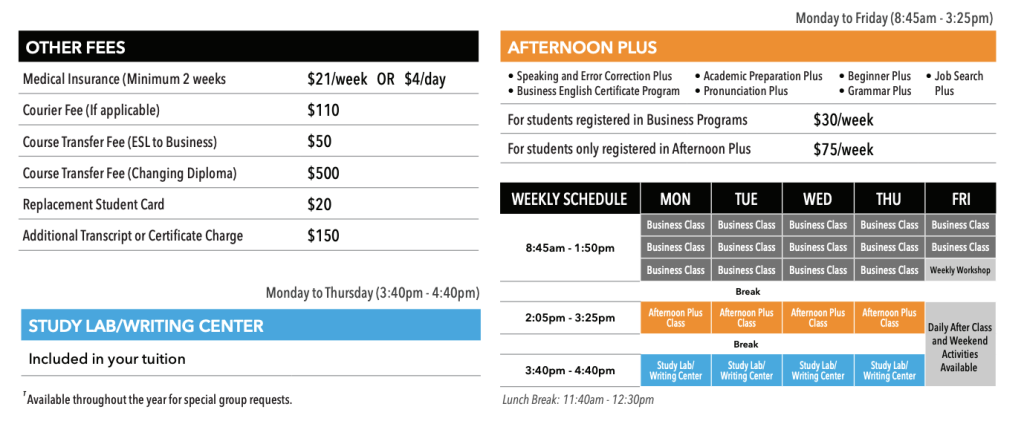VGC 商業課程價格-額外收費｜ WOORI 加拿大留遊學代辦