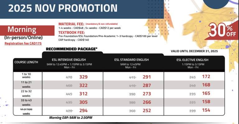 RCIIS 白天課程最新優惠｜WOORI 加拿大最大遊留學代辦